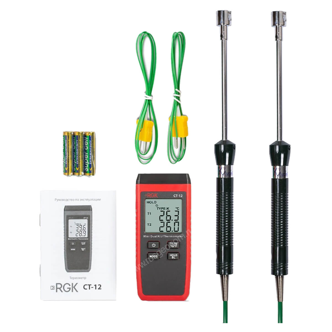 Термометр RGK CT-12 с поверхностными зондами TR-10S с поверкой - 4