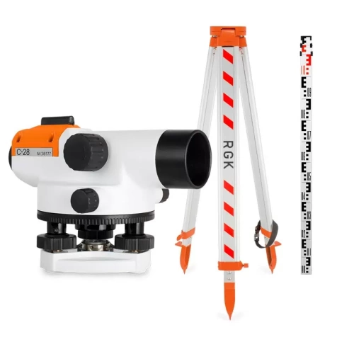 Комплект оптический нивелир  RGK C-28 штатив рейка - 3 в 1 с поверкой