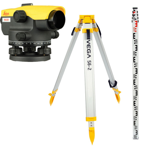 Комплект оптический нивелир Leica NA 320 штатив рейка - 3 в 1 с поверкой
