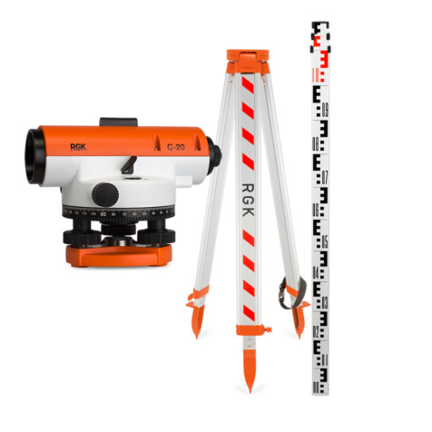 Комплект оптический нивелир RGK C-20 штатив  рейка - 3 в 1