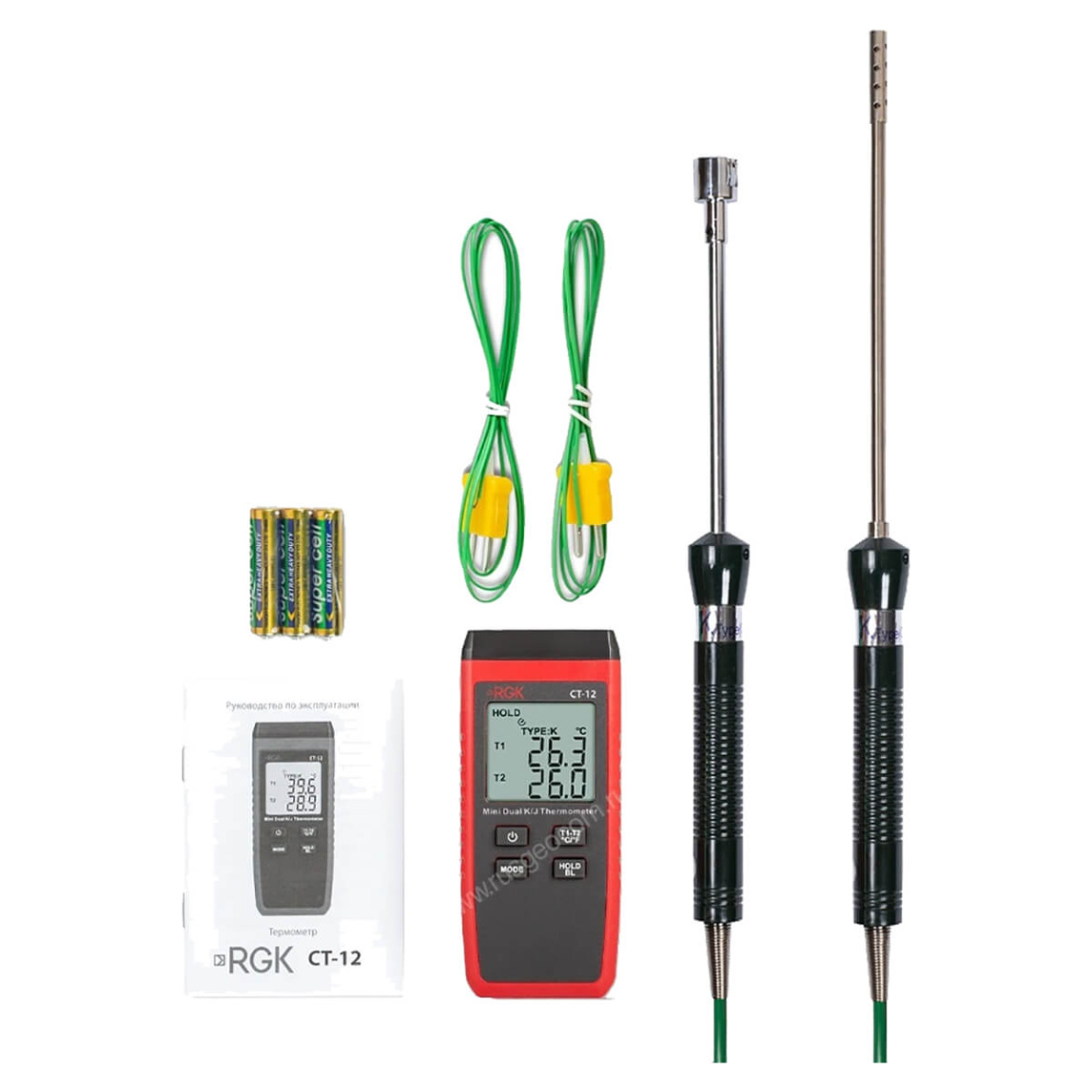 Термометр RGK CT-12 с зондом температуры воздуха TR-10A и поверхностным зондом TR-10S с поверкой - 4