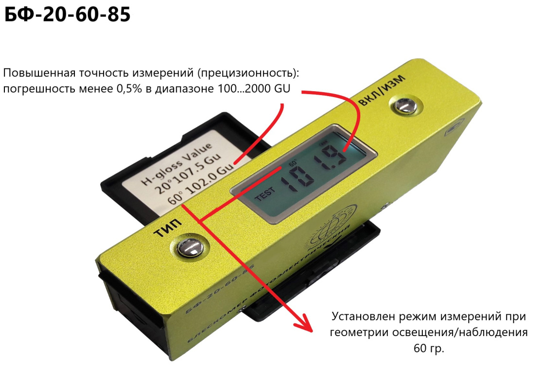 Блескомер фотоэлектрический БФ трёхугловой 20°/20°, 60°/60°, 85°/85° - 20