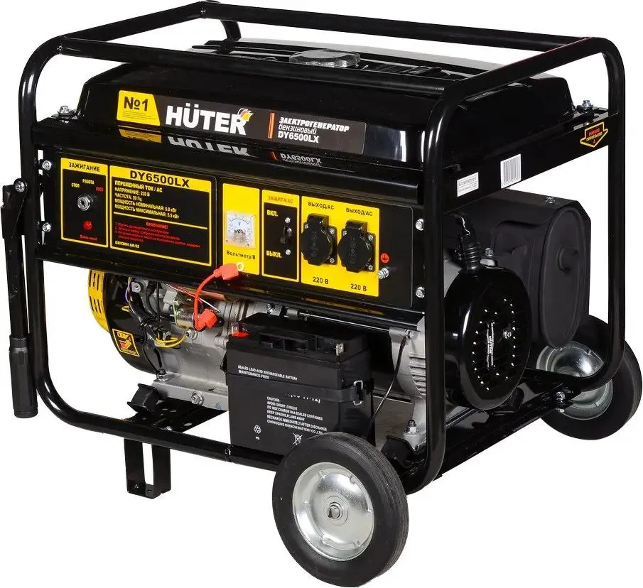 Бензиновый генератор HUTER DY6500LX с колесами