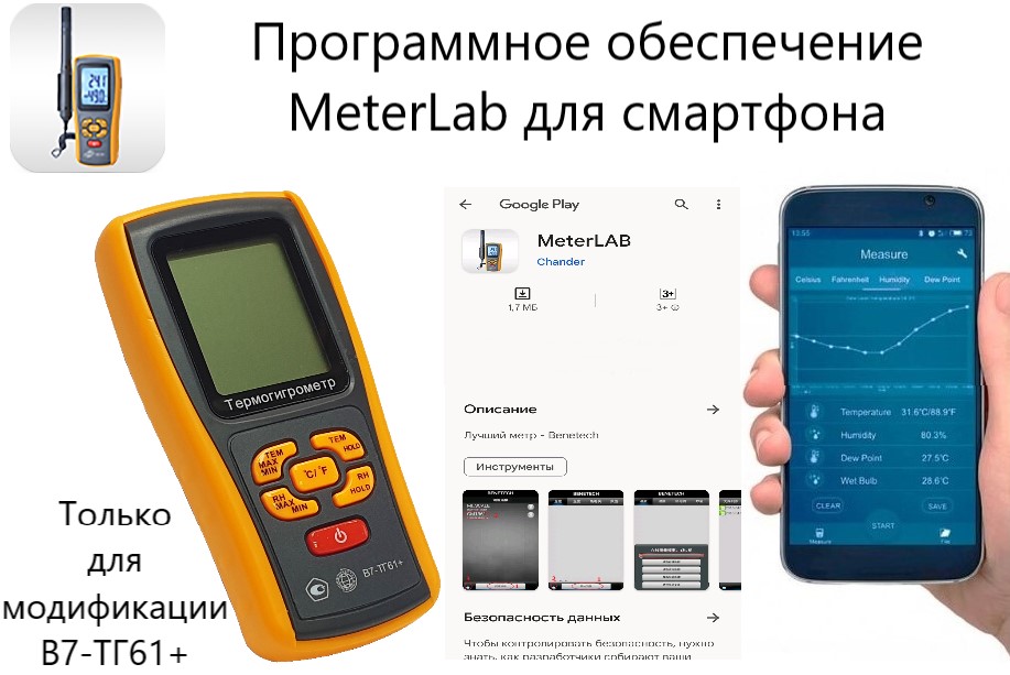 Термогигрометр с выносным зондом В7-ТГ61+ - 11