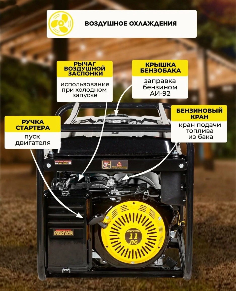 Бензиновый генератор HUTER DY5000L - 7