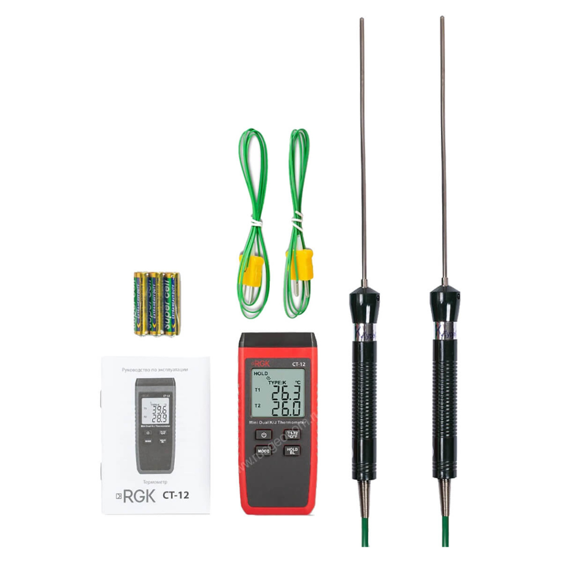 Термометр RGK CT-12 с погружными зондами температуры TR-10W с поверкой - 4