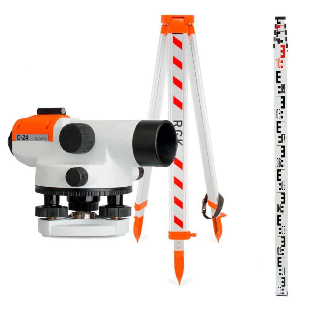 Комплект оптический нивелир RGK C-24 штатив рейка - 3 в 1