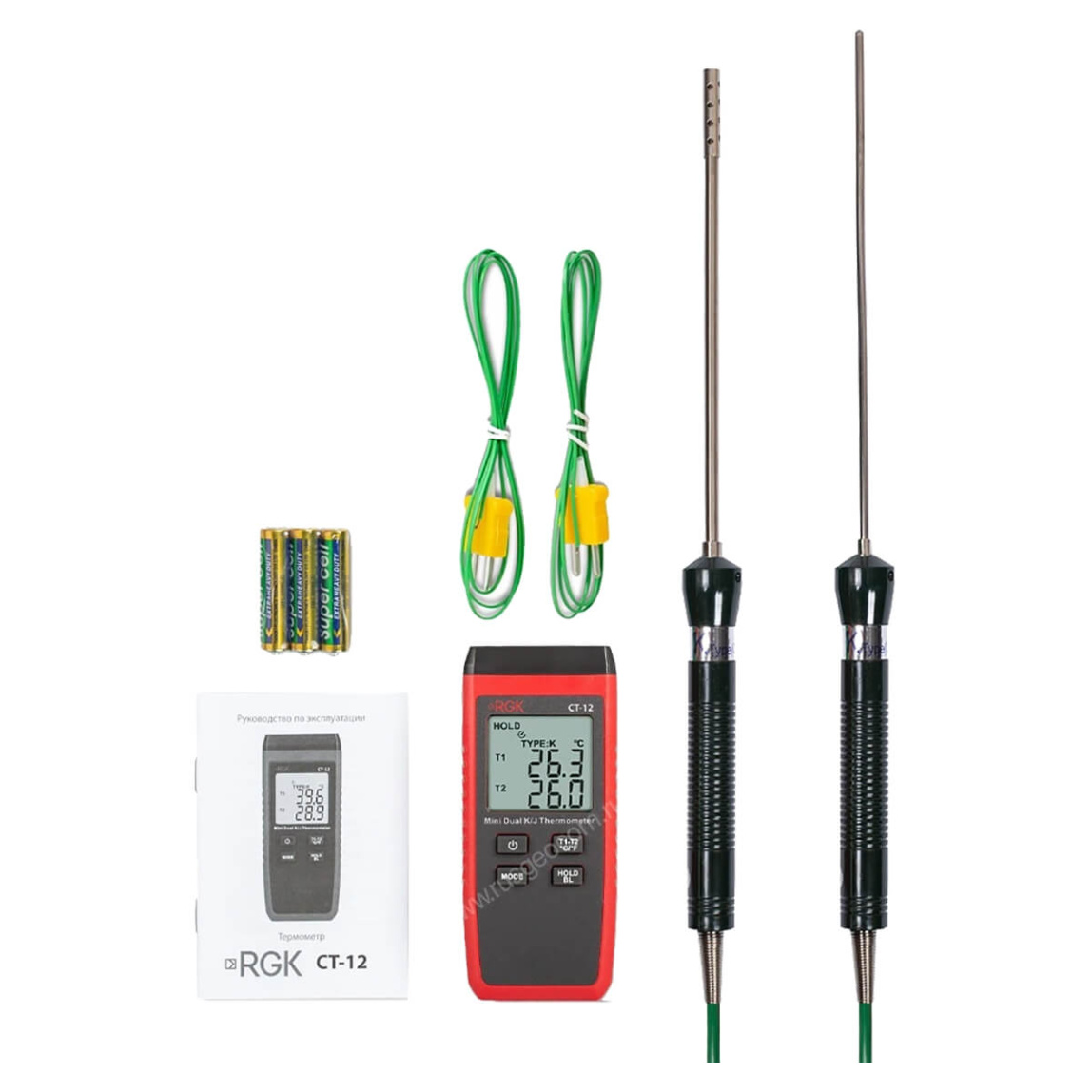 Термометр RGK CT-12 с зондом температуры воздуха TR-10A и погружным зондом температуры TR-10W с поверкой - 4